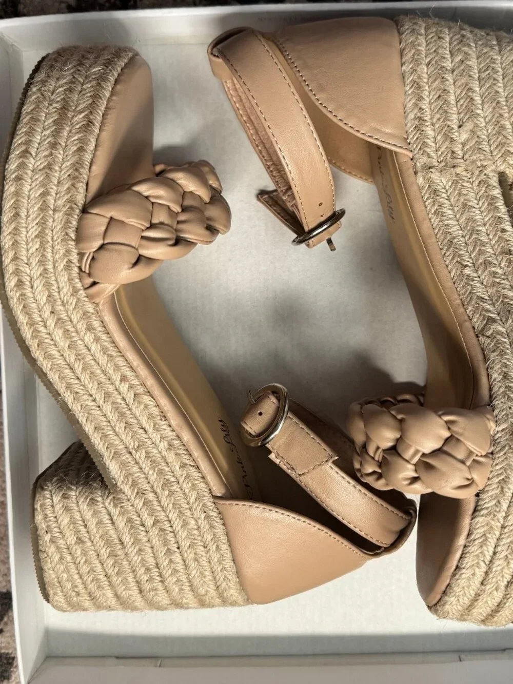 NWT - Pink Lily Magnolia Braided Leather Espadrille Heel - Size 8